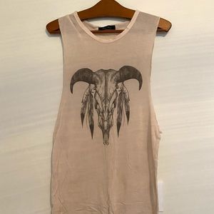 Low cut Muscle tank with animal skull